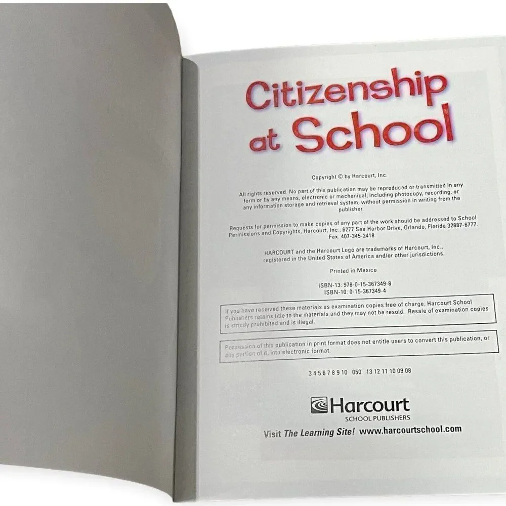 Citizenship At School By Andrew Patterson Childrens Educational Book Harcourt